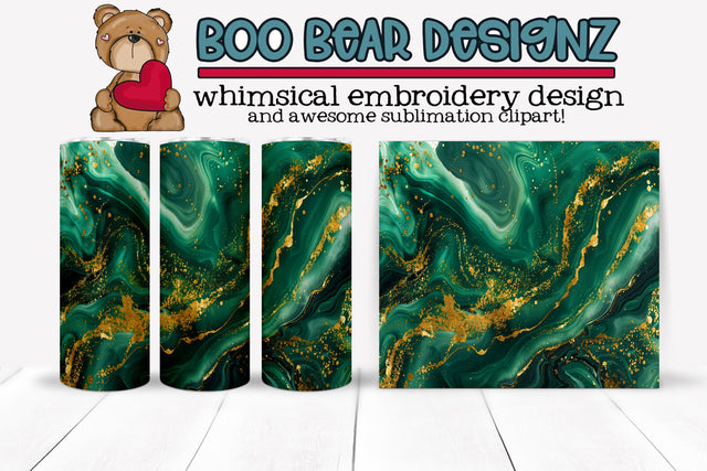 Green Marble Sublimation Tumbler Sublimation Boo Bear Designz 