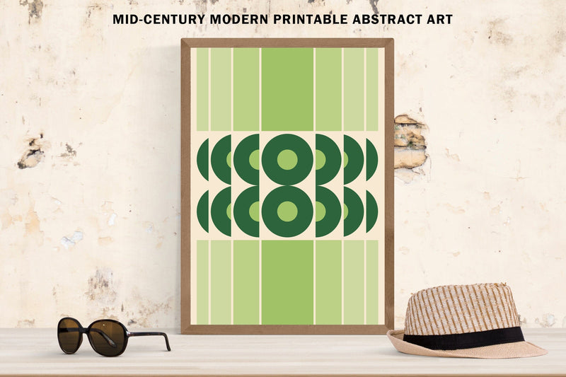 Green Mid-Century Abstract Art Sublimation Karma Genie Graphics 