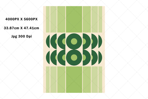 Green Mid-Century Abstract Art Sublimation Karma Genie Graphics 