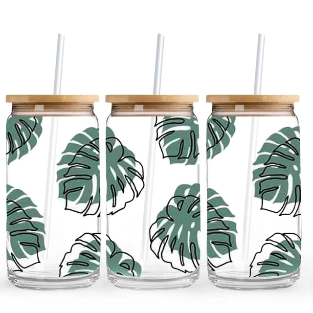 Green Monstera 9.7 x 4.3 UV Wrap (Cup NOT Included) Physical DIY Craft Warehouse 