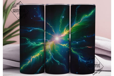 Green Nebula Cosmos 20oz Tumbler Wrap Sublimation sassyprint 