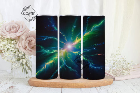 Green Nebula Cosmos 20oz Tumbler Wrap Sublimation sassyprint 