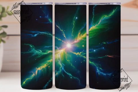 Green Nebula Cosmos 20oz Tumbler Wrap Sublimation sassyprint 