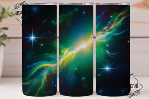 Green Nebula Cosmos 20oz Tumbler Wrap Sublimation sassyprint 