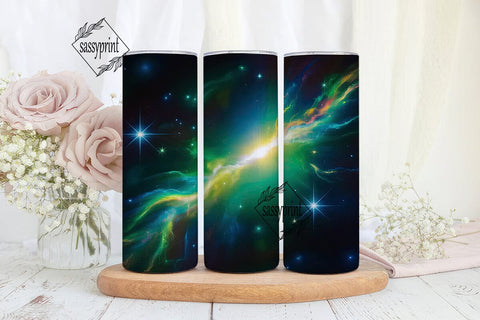 Green Nebula Cosmos 20oz Tumbler Wrap Sublimation sassyprint 