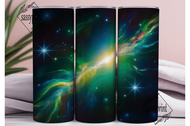 Green Nebula Cosmos 20oz Tumbler Wrap Sublimation sassyprint 