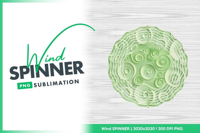 Green paper swirls wind spinner round png Sublimation Regulrcrative 