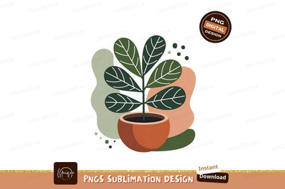 Green plant in terracotta pot foliage Sublimation Designangry 