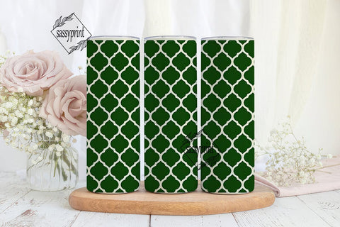 Green Quatrefoil Trellis 20oz Tumbler Sublimation sassyprint 