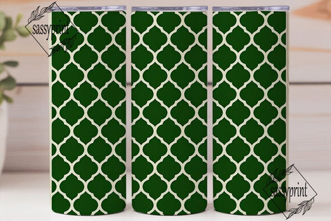 Green Quatrefoil Trellis 20oz Tumbler Sublimation sassyprint 