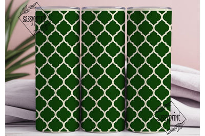 Green Quatrefoil Trellis 20oz Tumbler Sublimation sassyprint 