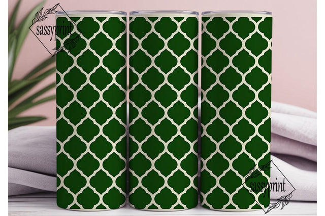 Green Quatrefoil Trellis 20oz Tumbler Sublimation sassyprint 