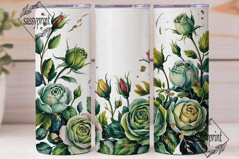 Green Rose Gold Glitter 20oz Tumbler Sublimation sassyprint 