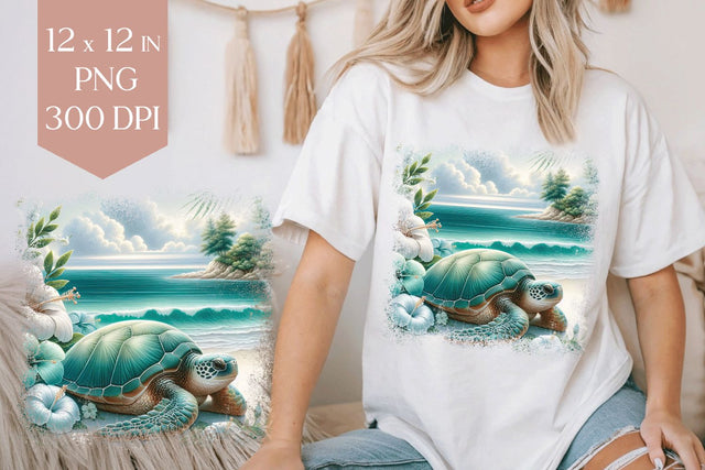 Green Sea Turtle Shirt PNG, 12x12 Coastal Sublimation Sublimation BijouBay 