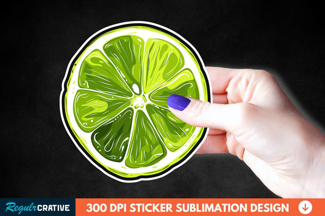 Green Sliced Lemon Sticker Clipart Sublimation Regulrcrative 