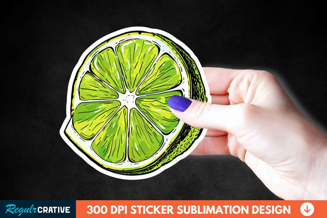 Green Sliced Lemon Sticker Clipart Sublimation Regulrcrative 