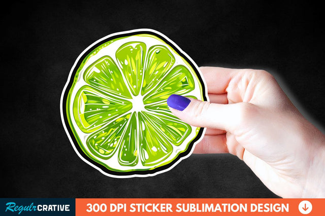 Green Sliced Lemon Sticker Clipart Sublimation Regulrcrative 