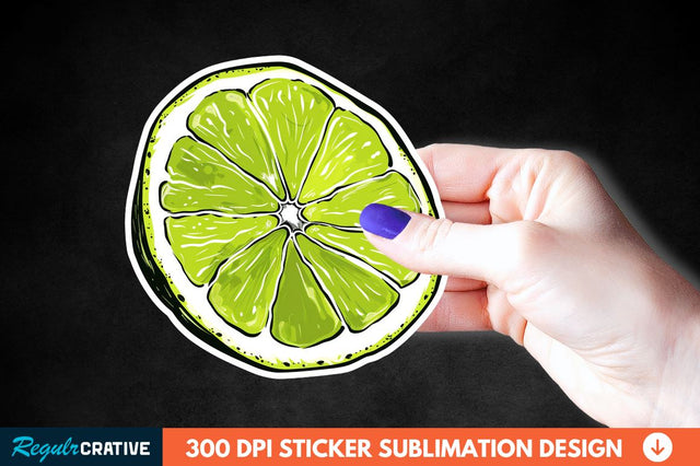 Green Sliced Lemon Sticker Clipart Sublimation Regulrcrative 