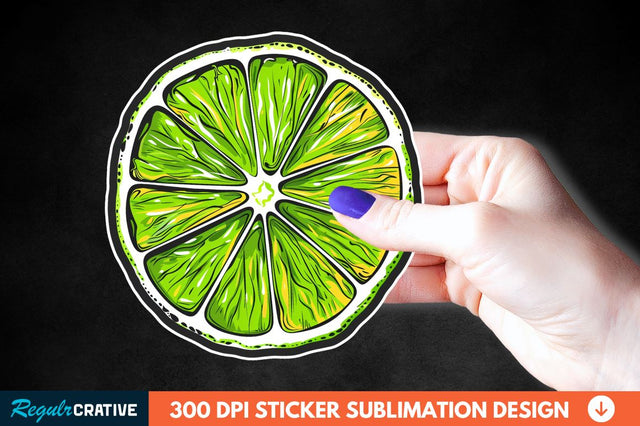 Green Sliced Lemon Sticker Clipart Sublimation Regulrcrative 