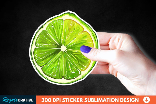 Green Sliced Lemon Sticker Clipart Sublimation Regulrcrative 