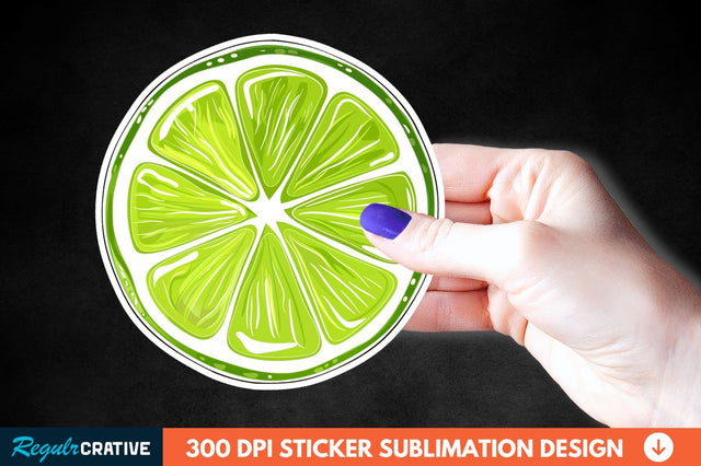 Green Sliced Lemon Sticker Clipart Sublimation Regulrcrative 