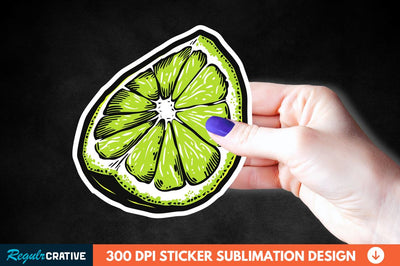 Green Sliced Lemon Sticker Clipart Sublimation Regulrcrative 
