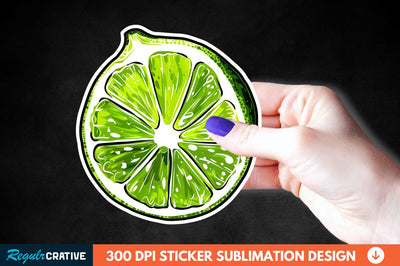 Green Sliced Lemon Sticker Clipart Sublimation Regulrcrative 