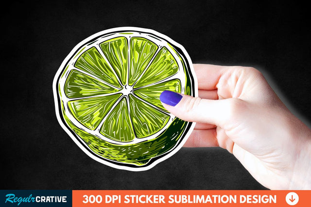 Green Sliced Lemon Sticker Clipart Sublimation Regulrcrative 