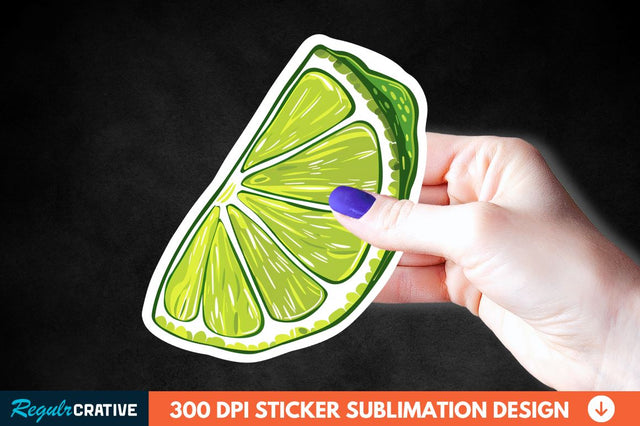 Green Sliced Lemon Sticker Clipart Sublimation Regulrcrative 