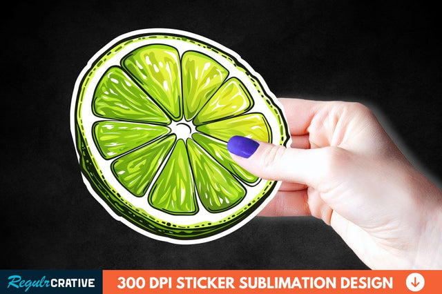 Green Sliced Lemon Sticker Clipart Sublimation Regulrcrative 