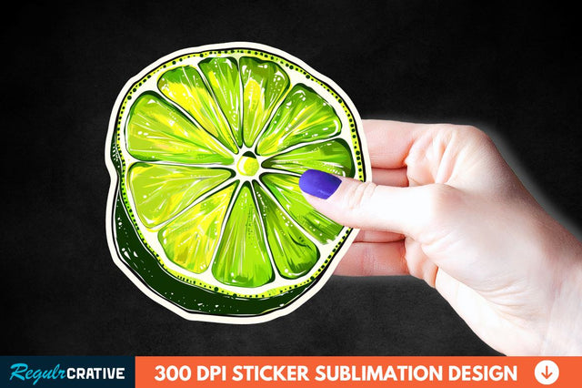 Green Sliced Lemon Sticker Clipart Sublimation Regulrcrative 