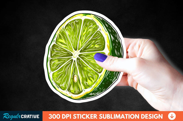 Green Sliced Lemon Sticker Clipart Sublimation Regulrcrative 