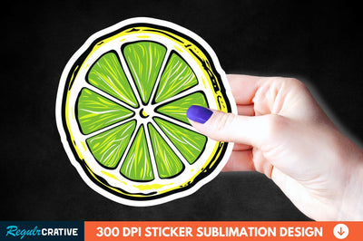 Green Sliced Lemon Sticker Clipart Sublimation Regulrcrative 