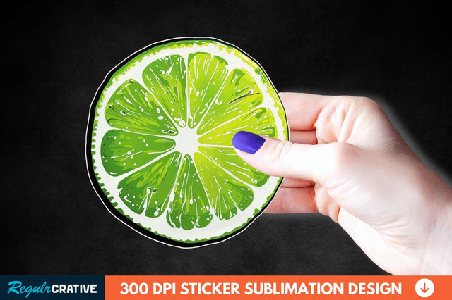 Green Sliced Lemon Sticker Clipart Sublimation Regulrcrative 