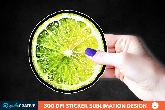 Green Sliced Lemon Sticker Clipart Sublimation Regulrcrative 