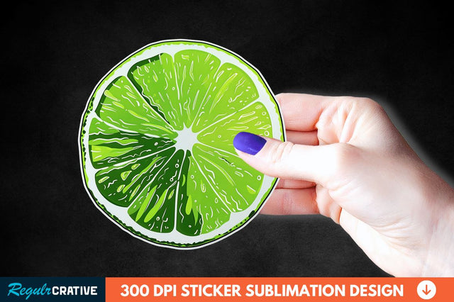 Green Sliced Lemon Sticker Clipart Sublimation Regulrcrative 