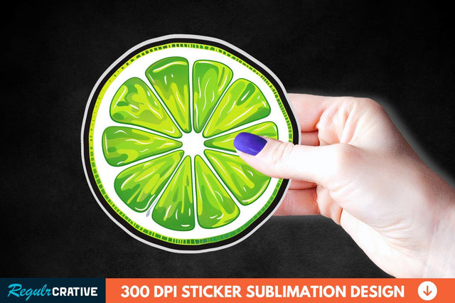 Green Sliced Lemon Sticker Clipart Sublimation Regulrcrative 