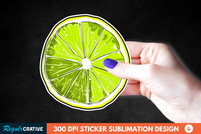 Green Sliced Lemon Sticker Clipart Sublimation Regulrcrative 