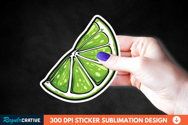 Green Sliced Lemon Sticker Clipart Sublimation Regulrcrative 