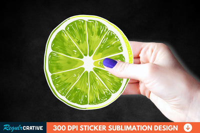 Green Sliced Lemon Sticker Clipart Sublimation Regulrcrative 