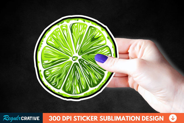 Green Sliced Lemon Sticker Clipart Sublimation Regulrcrative 