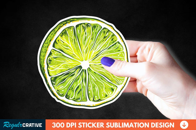 Green Sliced Lemon Sticker Clipart Sublimation Regulrcrative 
