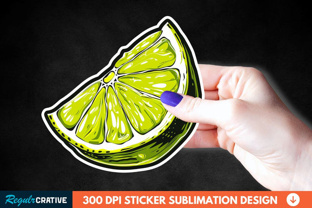 Green Sliced Lemon Sticker Clipart Sublimation Regulrcrative 