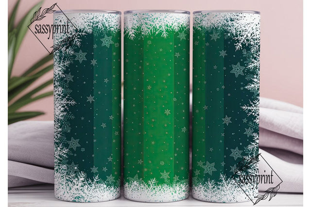 Green Snowflake Winter Tumbler Wrap PNG Sublimation sassyprint 