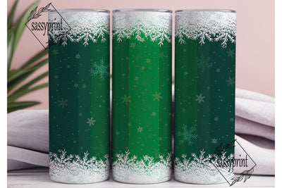 Green Snowflake Winter Tumbler Wrap PNG Sublimation sassyprint 
