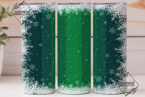 Green Snowflake Winter Tumbler Wrap PNG Sublimation sassyprint 