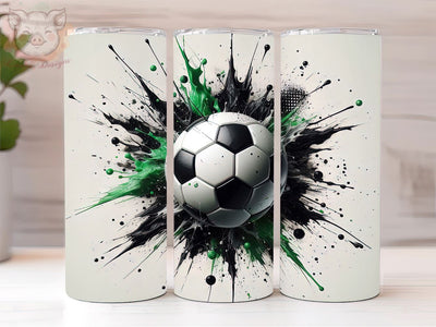 Green Soccer Mom 20oz Tumbler Png, Straight & Tapered Tumbler Png, Green Soccer Ball Tumbler Png, Digital Download PNG Sublimation Lara' s Designs 