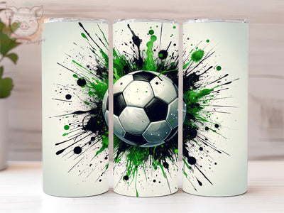 Green Soccer Mom 20oz Tumbler Png, Straight & Tapered Tumbler Png, Green Soccer Ball Tumbler Png, Digital Download PNG Sublimation Lara' s Designs 