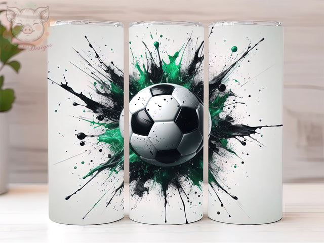Green Soccer Mom 20oz Tumbler Png, Straight & Tapered Tumbler Png, Green Soccer Ball Tumbler Png, Digital Download PNG Sublimation Lara' s Designs 