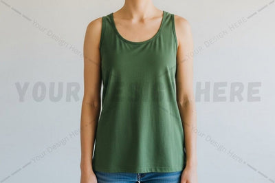Green solid tank top Mock Up Photo Regulrcrative 
